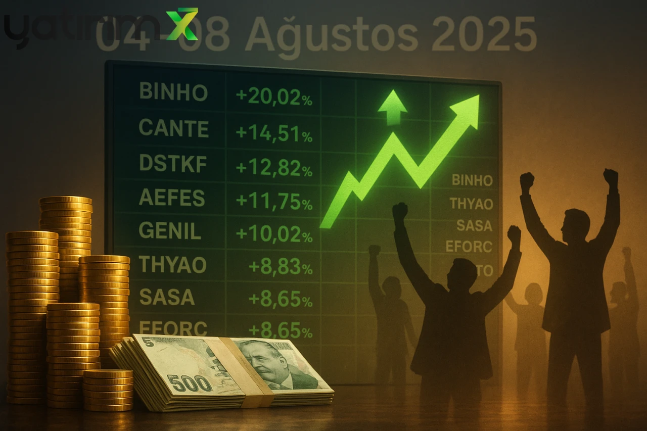 04-08 Ağustos 2025 Haftası BIST 100’de En Fazla Kazandıran Hisseler