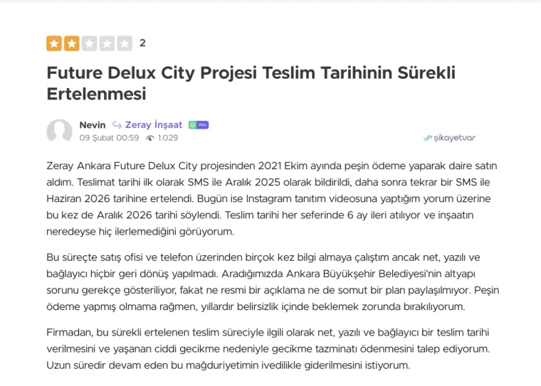 ZERGY Ev Alanları İsyanda: Teslim Tarihleri Sürekli Erteleniyor 1