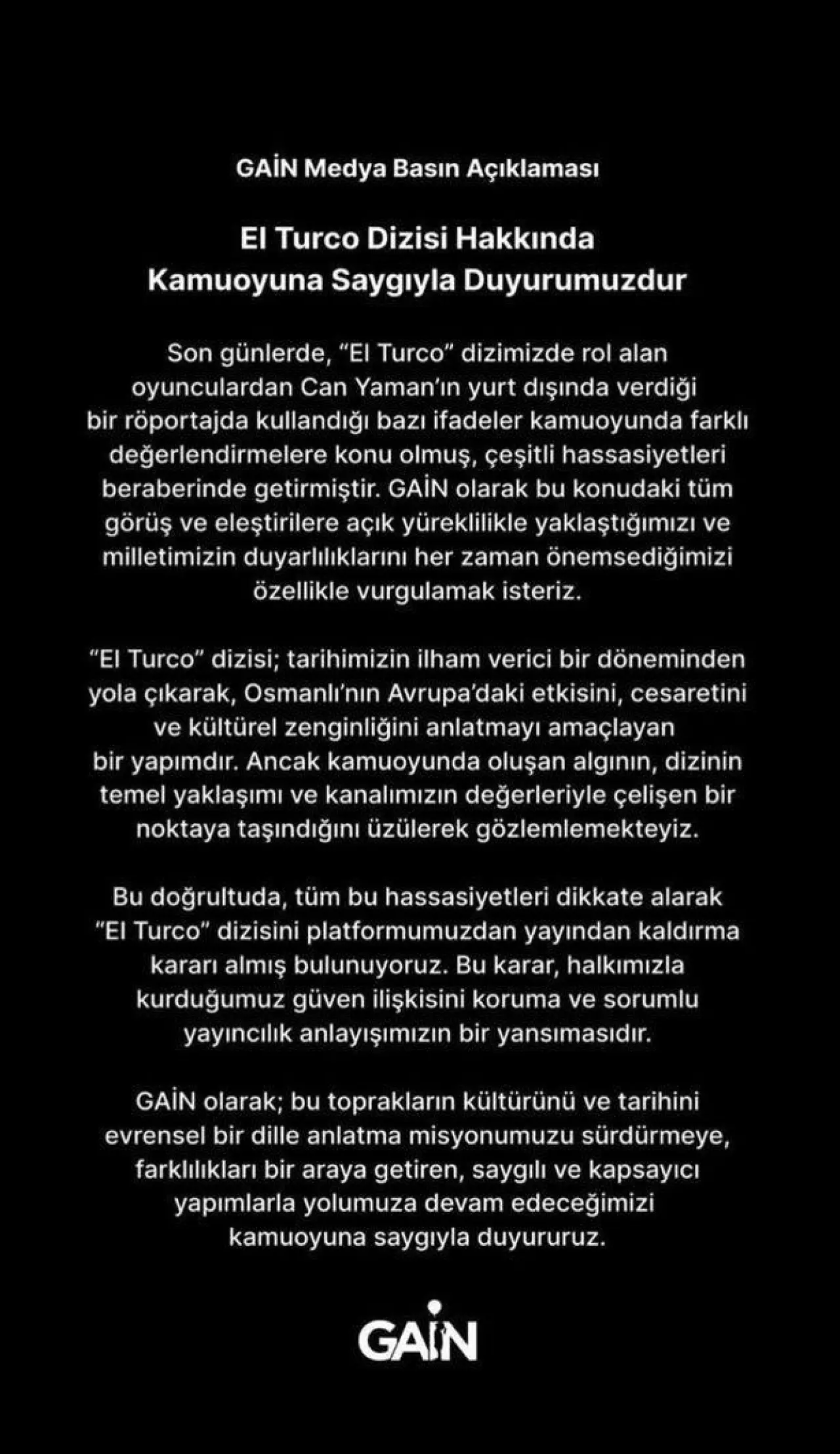 Açıklamaları nedeniyle dizisi bitti