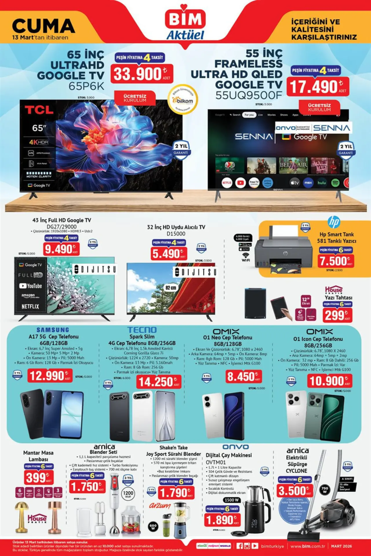 BİM 13 Mart 2026 Aktüel Kataloğu Tanklı Yazıcı, Kaynak Makinası, Tek Akülü Vidalama Seti Geldi - Resim : 1